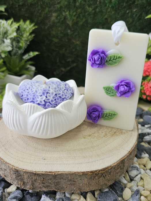 Set Lumanare & Odorizant Bloom – Eleganta Florala cu Trandafir Akito & Iasomie – handmade, wax melts, ceara de soia 100% naturala, ceara parfumata – 100g [6]