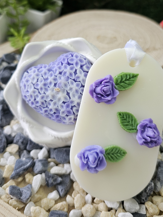 Set Lumanare & Odorizant Bloom – Eleganta Florala cu Trandafir Akito & Iasomie – handmade, wax melts, ceara de soia 100% naturala, ceara parfumata – 100g [2]