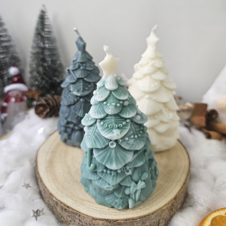 Set decorativ Crăciun – Trei brăduți cu detalii festive [4]