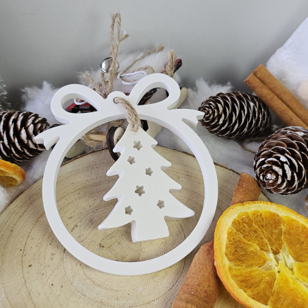 Decor ceramic „Bradul cu Stele” – Alb – 45g – Ornament festiv din praf ceramic [1]
