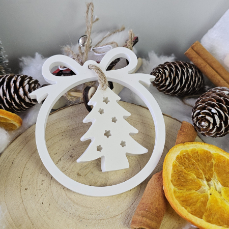 Decor ceramic „Bradul cu Stele” – Alb – 45g – Ornament festiv din praf ceramic [2]