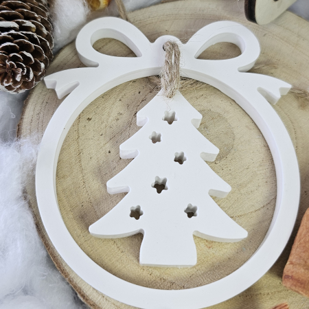 Decor ceramic „Bradul cu Stele” – Alb – 45g – Ornament festiv din praf ceramic [3]