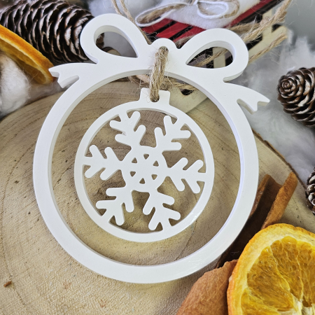 Decor ceramic „Globul cu Fulg” – Alb – 45g – Ornament festiv din praf ceramic [3]