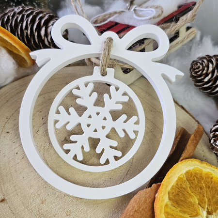 Decor ceramic „Globul cu Fulg” – Alb – 45g – Ornament festiv din praf ceramic [2]