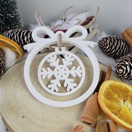 Vase ceramice - Decor ceramic „Globul cu Fulg” – Alb – 45g – Ornament festiv din praf ceramic