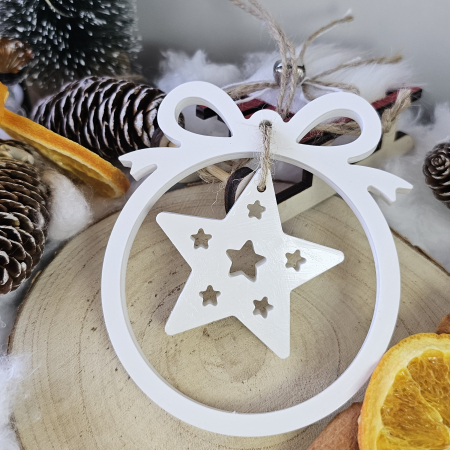 Decor ceramic „Steaua din Cerc” – Alb – 45g – Ornament festiv din praf ceramic [9]