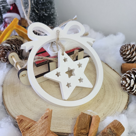 Decor ceramic „Steaua din Cerc” – Alb – 45g – Ornament festiv din praf ceramic [4]