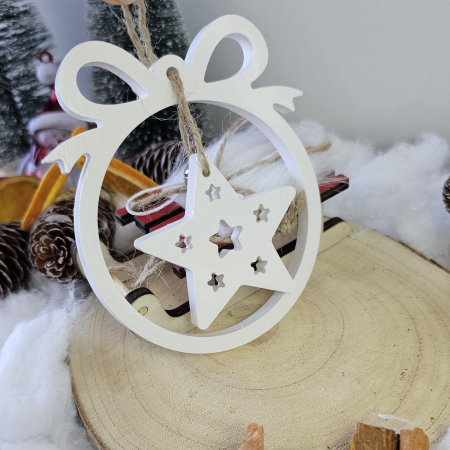 Decor ceramic „Steaua din Cerc” – Alb – 45g – Ornament festiv din praf ceramic [5]