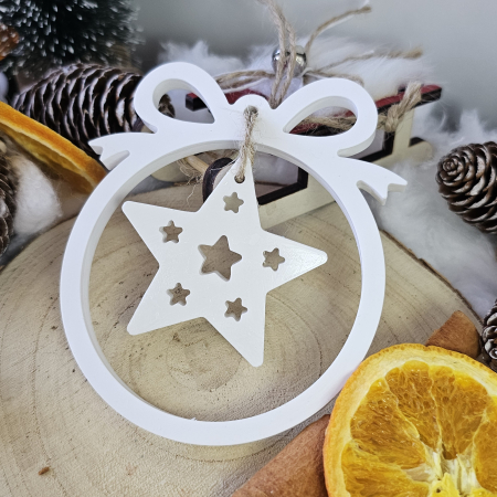 Decor ceramic „Steaua din Cerc” – Alb – 45g – Ornament festiv din praf ceramic [8]