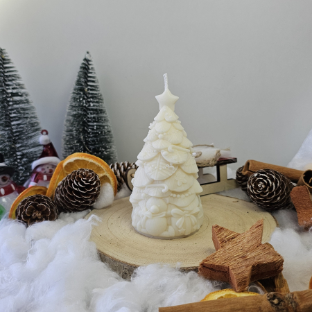 Lumânare decorativă „Bradul Dulce” – Alb – 120g - Ceara de soia 100% naturala [1]