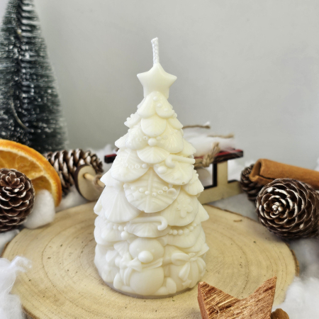 Lumânare decorativă „Bradul Dulce” – Alb – 120g - Ceara de soia 100% naturala [4]