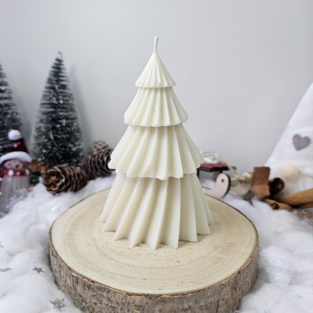 Lumânare decorativă „Bradul Răsfățat” – Alb– 165g- Ceara de soia 100% naturala [4]