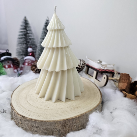Lumânare decorativă „Bradul Răsfățat” – Alb– 165g- Ceara de soia 100% naturala [5]