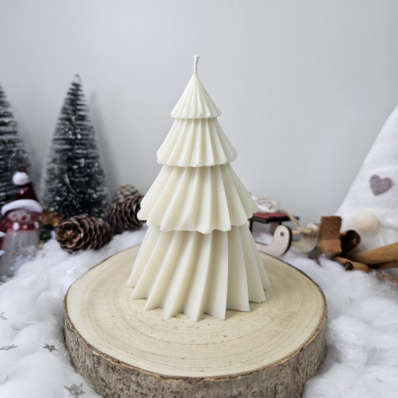 Lumânare decorativă „Bradul Răsfățat” – Alb– 165g- Ceara de soia 100% naturala [3]