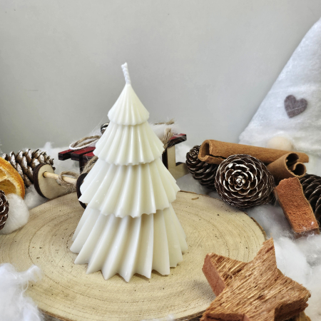 Lumânare decorativă „Bradul Răsfățat” – Alb – 70g - Ceara de soia 100% naturala [3]