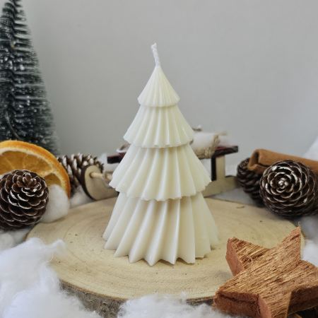 Lumânare decorativă „Bradul Răsfățat” – Alb – 70g - Ceara de soia 100% naturala [1]