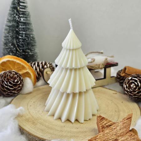Lumânare decorativă „Bradul Răsfățat” – Alb – 70g - Ceara de soia 100% naturala [4]