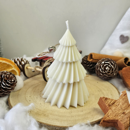 Lumânare decorativă „Bradul Răsfățat” – Alb – 70g - Ceara de soia 100% naturala [5]