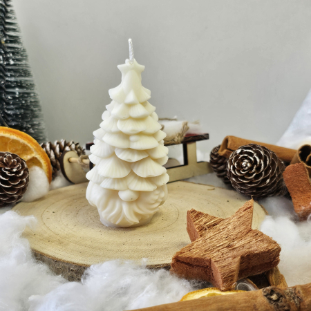 Lumânare decorativă „Bradul Spiridușului” – Alb – 65g - Ceara de soia 100% naturala [3]