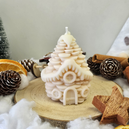 Lumânare decorativă „Căsuța din Poveste” – Alb – 130g- Ceara de soia 100% naturala [3]