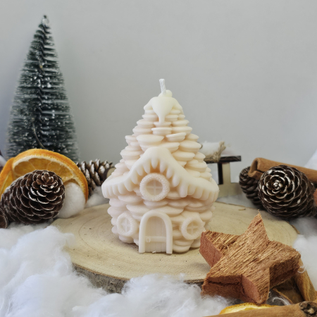 Lumânare decorativă „Căsuța din Poveste” – Alb – 130g- Ceara de soia 100% naturala [1]