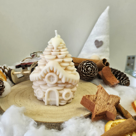 Lumânare decorativă „Căsuța din Poveste” – Alb – 130g- Ceara de soia 100% naturala [4]