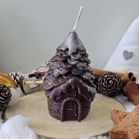 Lumânare decorativă „Căsuța din Poveste –Magia Sărbătorilor”-Maro,Alb– 140g– Ceară de soia 100% naturală [2]