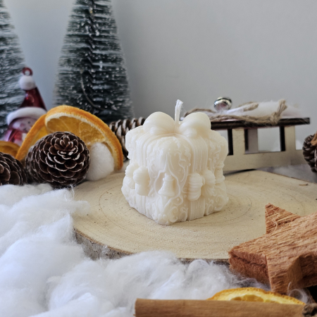 Lumânare decorativă „Darul Iernii” – Alb – 60g – Ceară de soia 100% naturală [2]