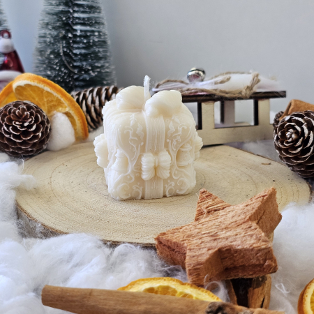 Lumânare decorativă „Darul Iernii” – Alb – 60g – Ceară de soia 100% naturală [6]