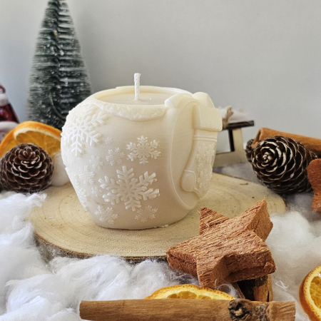 Lumânare decorativă „Mărul Crăciunului” – Alb – 250g – Ceară de soia 100% naturală [5]