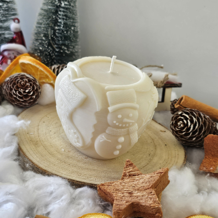 Lumânare decorativă „Mărul Crăciunului” – Alb – 250g – Ceară de soia 100% naturală [9]