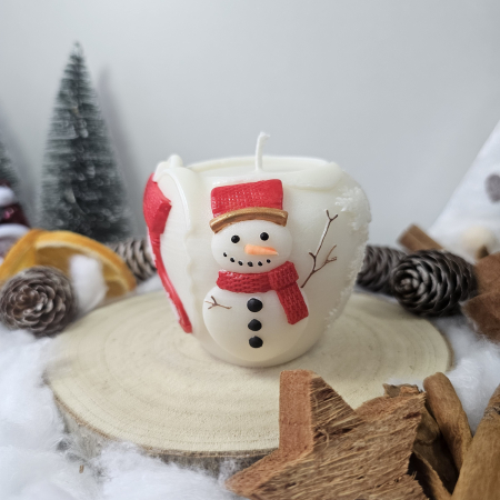 Lumânare decorativă „Mărul Crăciunului” – Alb – 250g – Ceară de soia 100% naturală pictată manual [4]