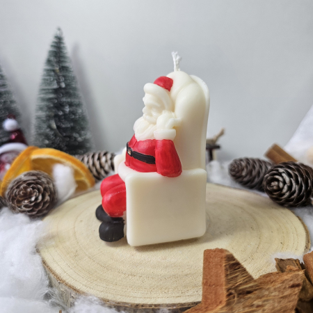 Lumânare decorativă „Moșul Bucuriei” – Alb – 125g – Ceară de soia 100% naturală [6]