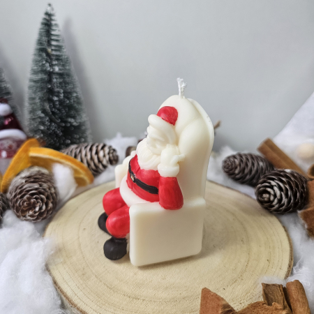 Lumânare decorativă „Moșul Bucuriei” – Alb – 125g – Ceară de soia 100% naturală [7]