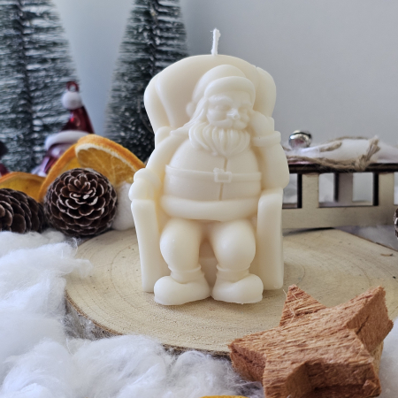 Lumânare decorativă „Moșul Bucuriei” – Alb – 125g – Ceară de soia 100% naturală [5]