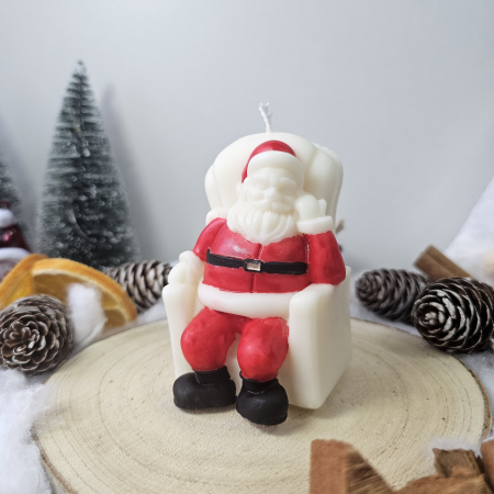 Lumânare decorativă „Moșul Bucuriei” – Alb – 125g – Ceară de soia 100% naturală [5]