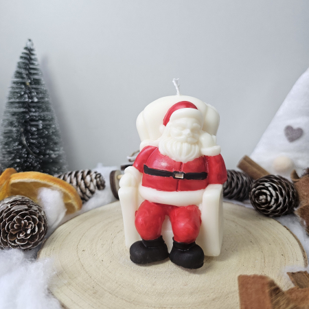 Lumânare decorativă „Moșul Bucuriei” – Alb – 125g – Ceară de soia 100% naturală [4]