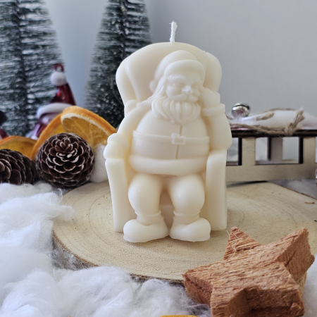 Lumânare decorativă „Moșul Bucuriei” – Alb – 125g – Ceară de soia 100% naturală [4]
