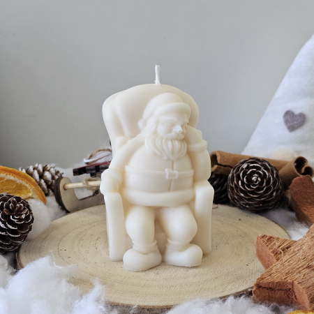 Lumânare decorativă „Moșul Bucuriei” – Alb – 125g – Ceară de soia 100% naturală [3]