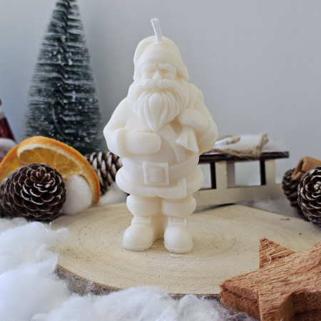 Lumânări decorative - Lumânare decorativă „Moșul din Poveste” – Alb – 75g – Ceară de soia 100% naturală