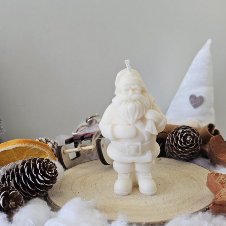 Lumânare decorativă „Moșul din Poveste” – Alb – 75g – Ceară de soia 100% naturală [3]