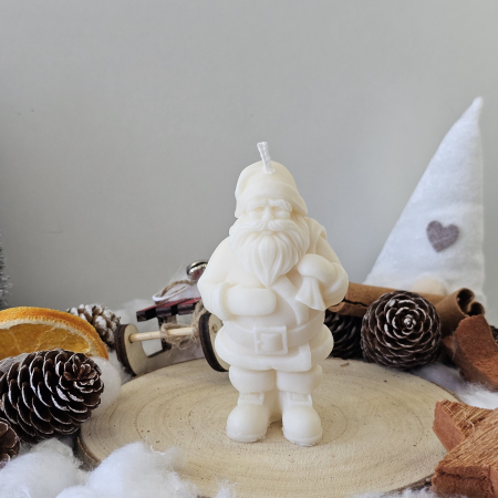 Lumânare decorativă „Moșul din Poveste” – Alb – 75g – Ceară de soia 100% naturală [2]