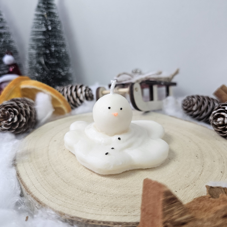 Lumânare decorativă „Omul de Zăpadă Topit – Zâmbet de Iarnă” – Alb – 40g – Ceară de soia 100% naturală [8]