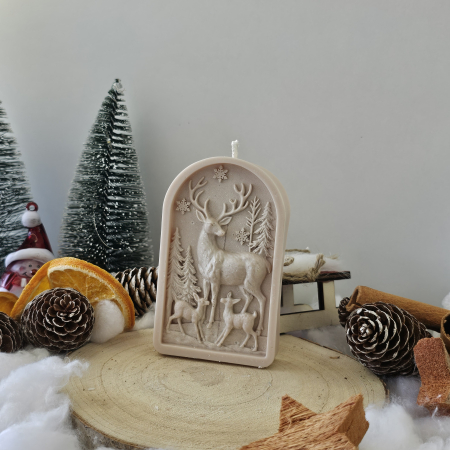 Lumânări decorative - Lumânare decorativă „Pădurea Fermecată” – Alb – 65g – Ceară de soia 100% naturală