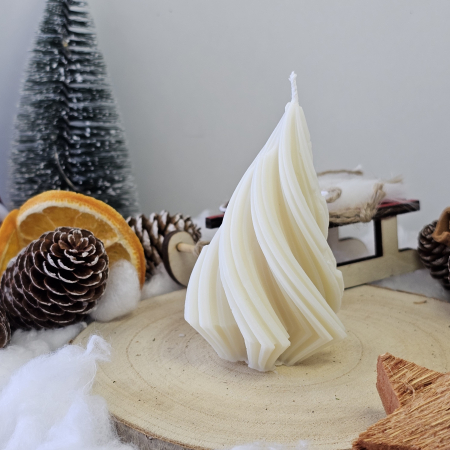 Lumânări decorative - Lumânare decorativă „Spirală Dulce” – Alb – 50g - Ceara de soia 100% naturala