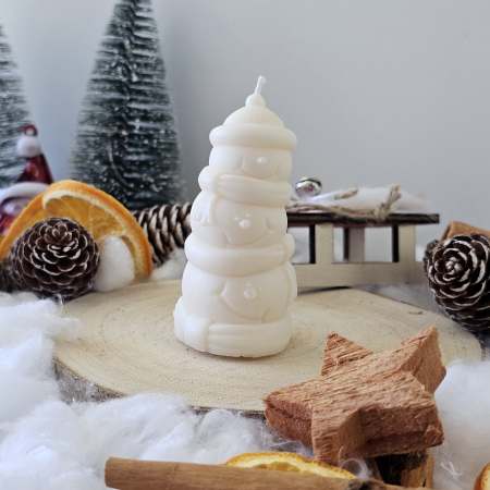 Lumânare decorativă „Trio de Zăpadă – Magia Sărbătorilor” – Alb – 60g – Ceară de soia 100% naturală [4]