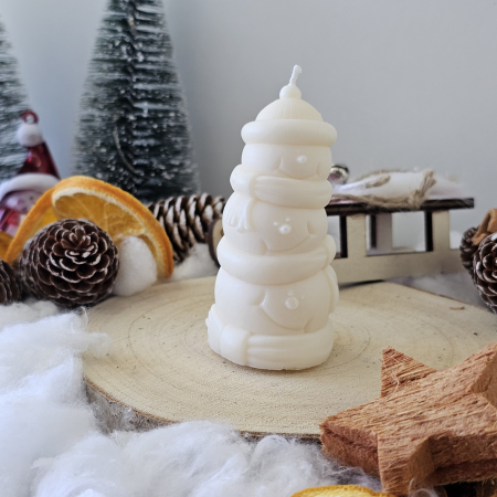 Lumânare decorativă „Trio de Zăpadă – Magia Sărbătorilor” – Alb – 60g – Ceară de soia 100% naturală [3]