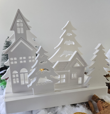 Vase ceramice - Set decorativ ceramic „Lumină de Crăciun” – 1320g – Cu 4 lumânări parfumate din ceară de soia