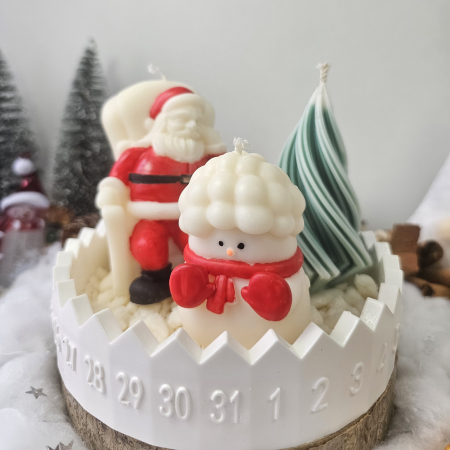 Set decorativ „Crăciun în miniatură” – trio din ceară pe suport ceramic [3]