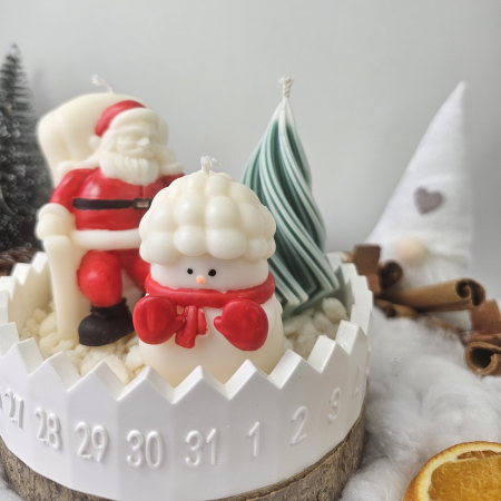 Set decorativ „Crăciun în miniatură” – trio din ceară pe suport ceramic [2]